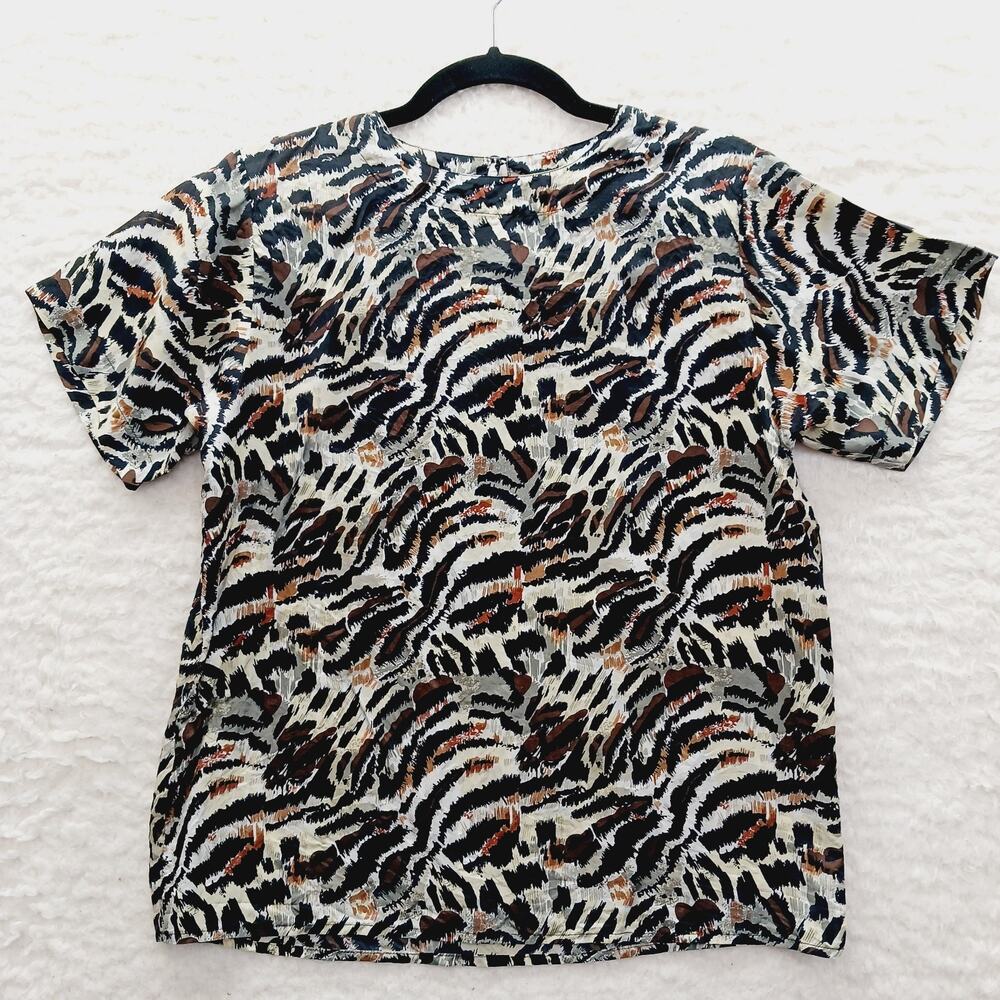 Blouse Silk Animal Luxe Y2K Mob Wife Whimsycore Retro Festival Top Tiger Size S